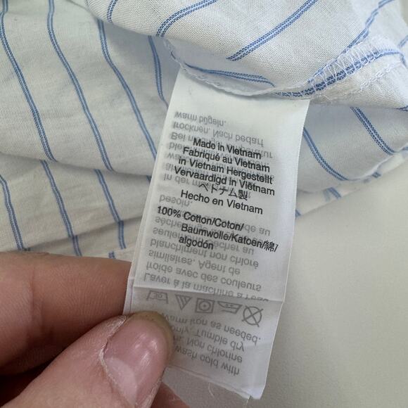 J.Crew‎ Top Womens Large White River Stripe Seacoast Tie Front Button Up Shirt - Picture 4 of 8